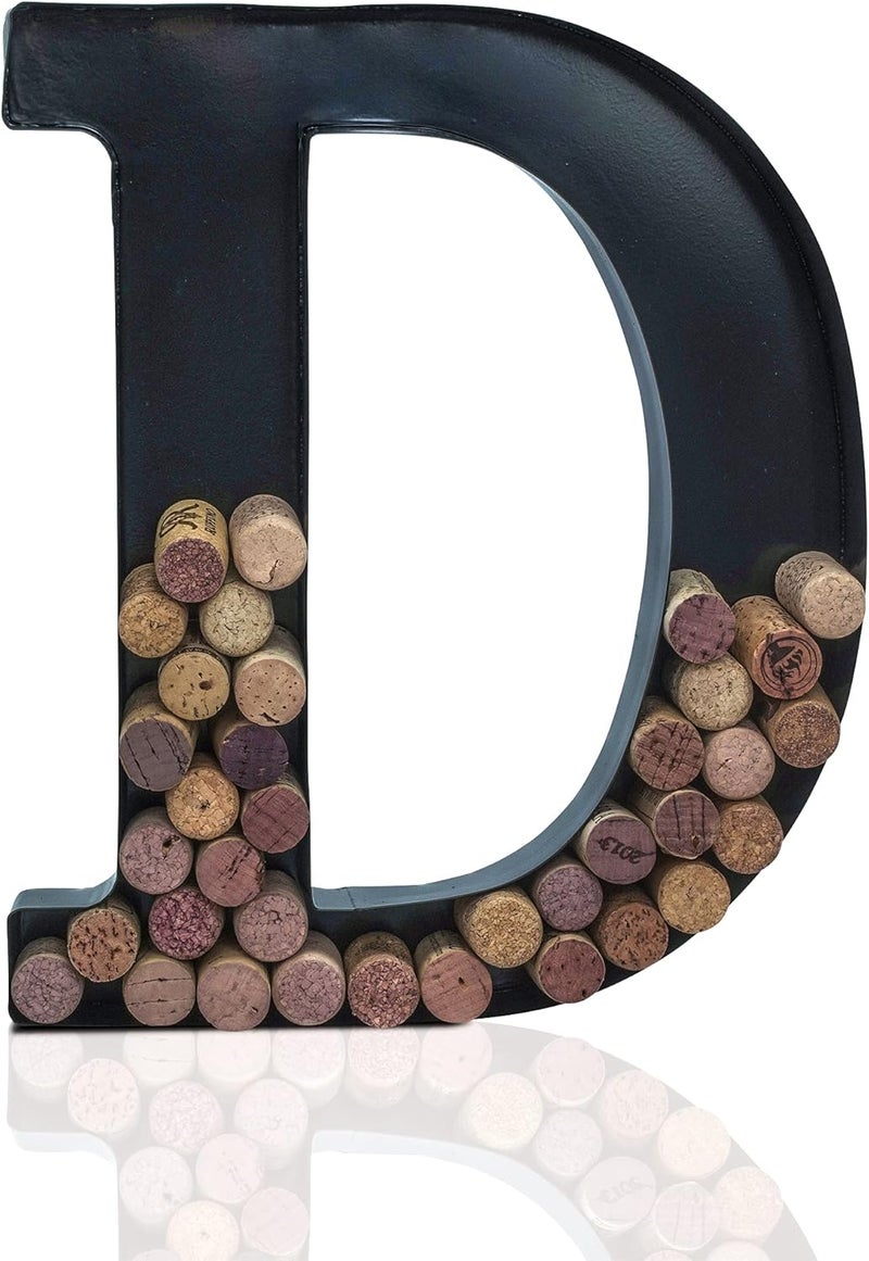 Made Easy Kit Metal Letter Wine Cork Keepsake Saver & Holder Monogram w/Free Wall Mount Kit A-Z (Letter D, Large) - Image 2